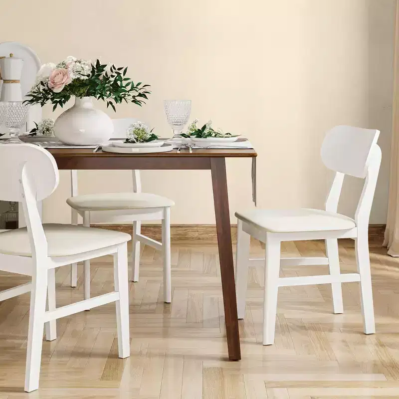 Set of 2 Rubber Wood Dining Chairs with Upholstered Seat – Modern Kitchen & Dining Room Chairs