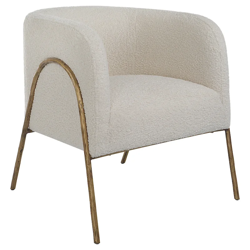 Uttermost Jacobsen Off White Shearling Accent Chair - 27W x 28.5H x 27D