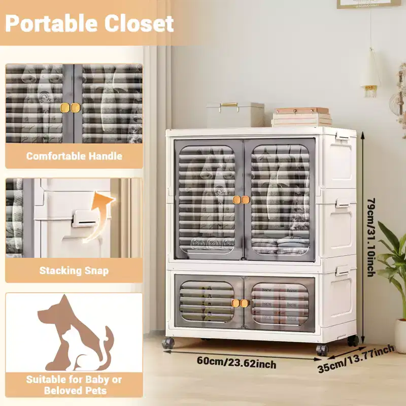 Stackable Storage Bins With Lids - Closet Organizers and Storage Containers with Wheels, Doors and Hanging Rods, Plastic Trunk Car Organizer for Home