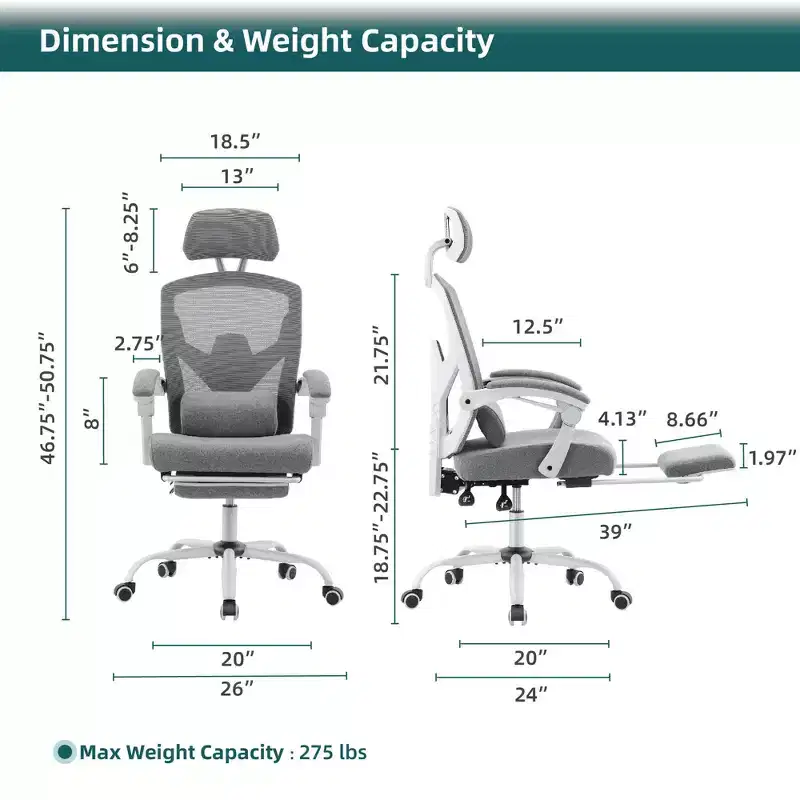 MAYEERTY 360 Swivel Office Chair Height Adjustable Pneumatic Seat 275 Lbs Weight Capacity