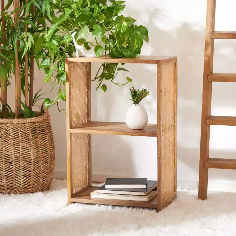 2 Shelf Etagere Natural/Golden Brown