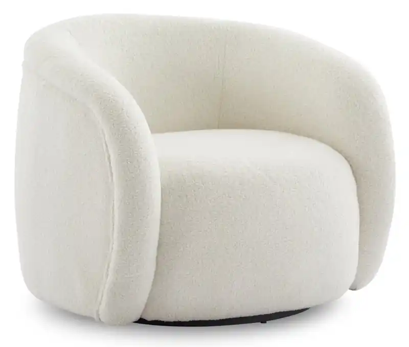 31.1 Sherpa Fabric Curved Accent Chair - Ice Cream