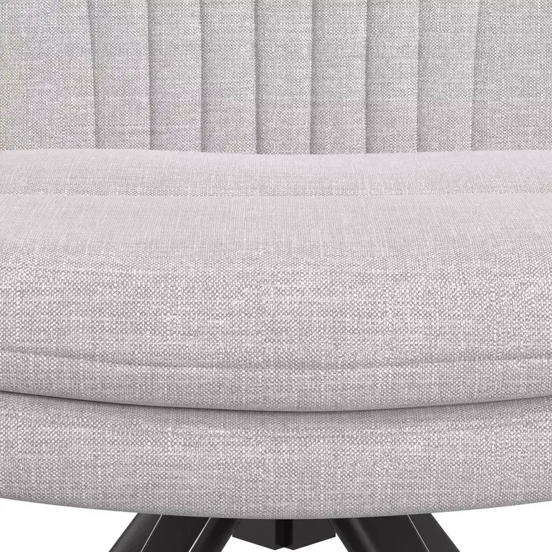 VECELO Upholstered Office Desk Chair Cross Legged Chair with Wide Padded Seat, Modern Computer Task Chair Gray/Beige