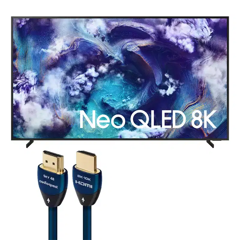 Samsung QN900F 65 Inch 8K Neo QLED Mini LED TV with AudioQuest SKY 3m HDMI Cable