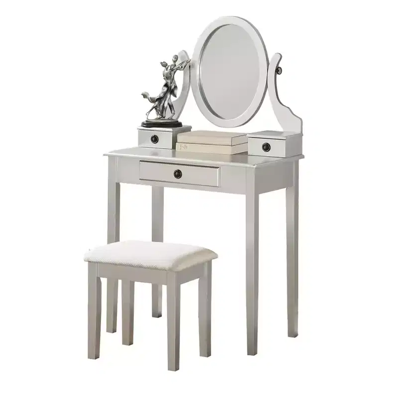 Moniys Wood Moniya Makeup Dressing Dressing Table and Chair Set, Blue