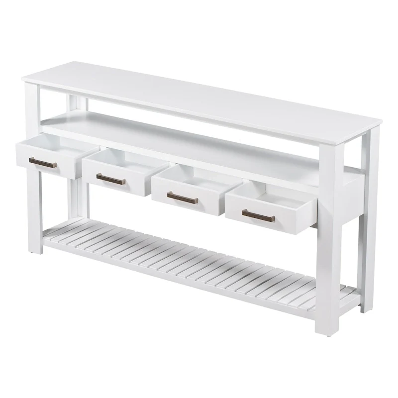 62.2 Modern Console Table with 4 Drawers and 2 Shelves