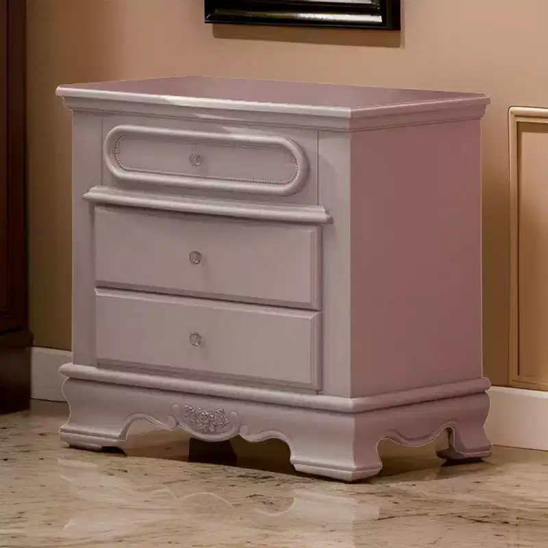 27 Inch Nightstand with 2 Drawer, Molded Trim Floral Motifs, White