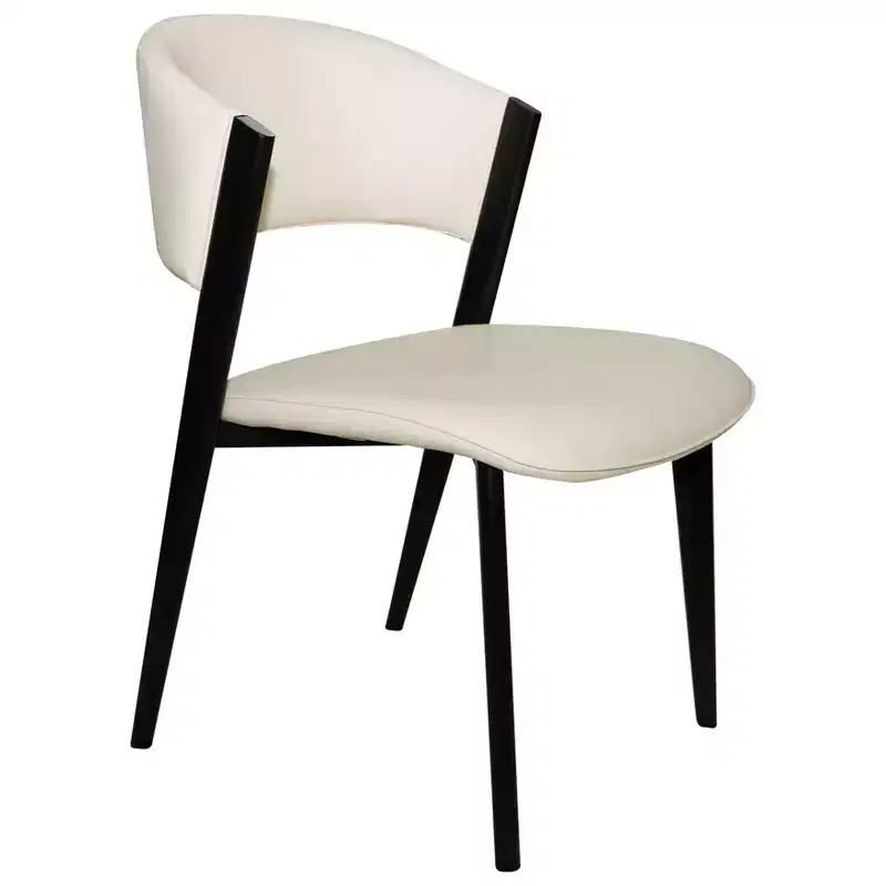LeisureMod Aspen Series Upholstered Dining Chair in Leather Seats with Black Iron Frame and Legs, Modern Kitchen, Dining Room, Cafe Seating