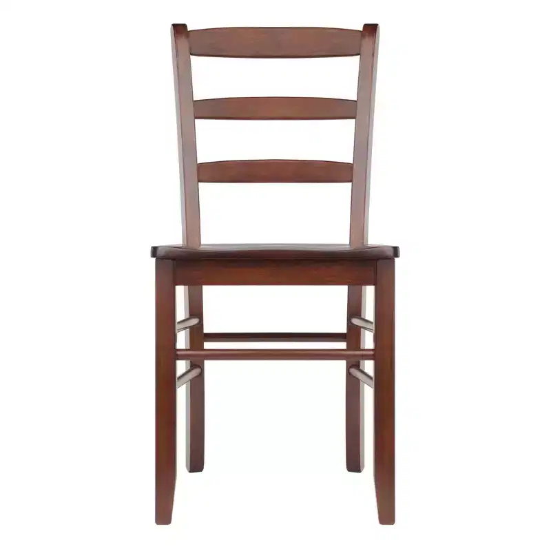 Set of 2 Ladder Back Chair Antique Walnut - Winsome: Hardwood, Non-Unupholstered, Kitchen Seating