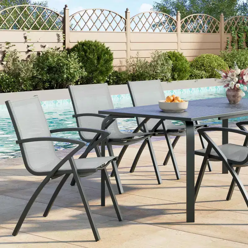 Aluminum Outdoor Dining Chairs  Ergonomic Support for Patio, for Deck Backyard