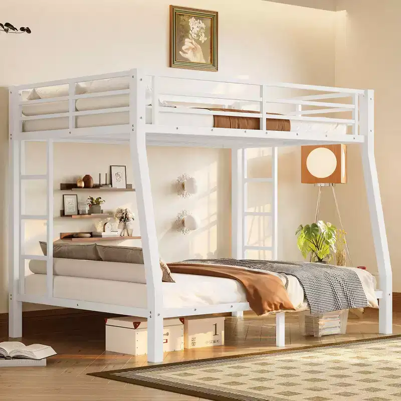 Metal Full XL over Queen Bunk Bed for Teens and AdultsSpace-Saving/Noise Reduced/No Box Spring Needed