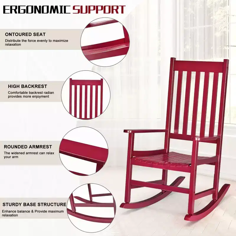 Karl Home | Solid Wood Patio Rocking Chairs (Set of 2)