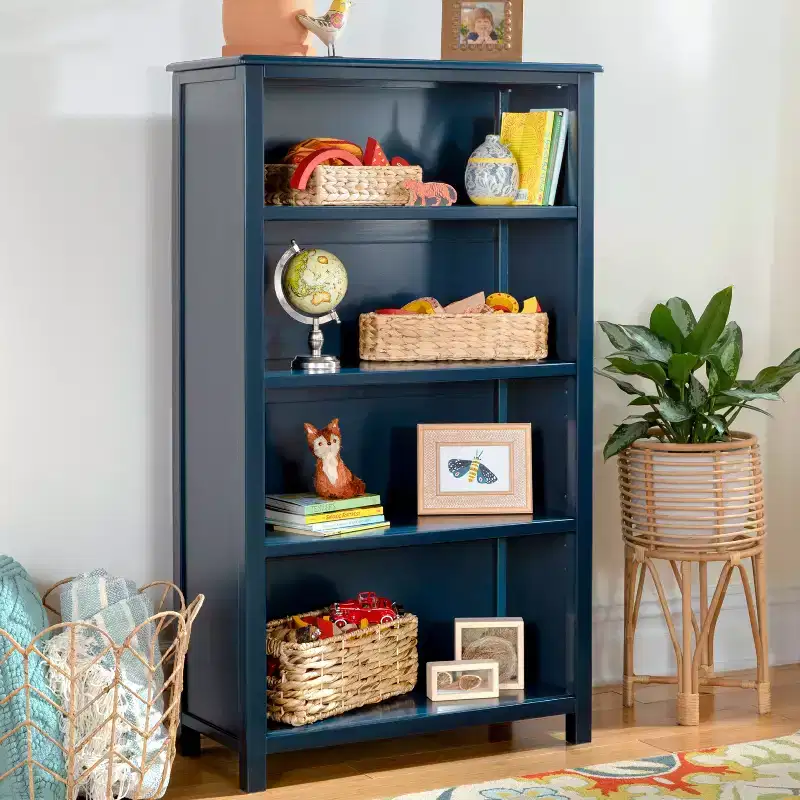 Guidecraft Taiga 4-Shelf Bookcase - 54 Bookshelf and Storage Unit for Bedrooms or Playrooms, Wooden Furniture for Books, Toys, School Supplies