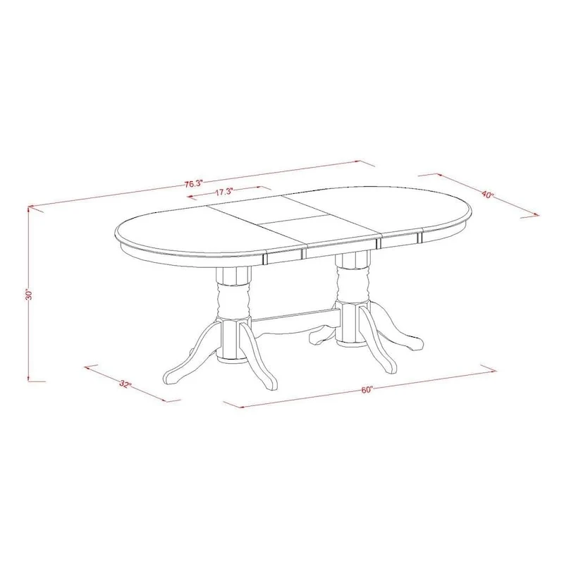 East West Furniture Vancouver Dining Table - an Oval kitchen Table Top & Double Pedestal Base(Finish Options)