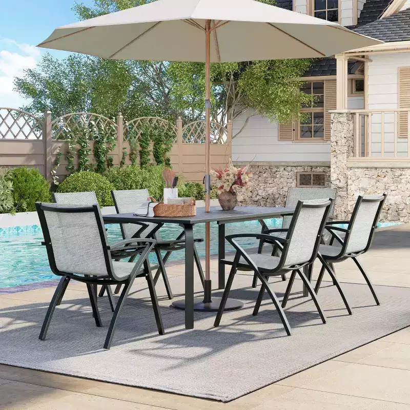 Marine - Grade Aluminum Patio Table, Modern Outdoor Dining Tablefor Restaurants, Backyards, Poolside