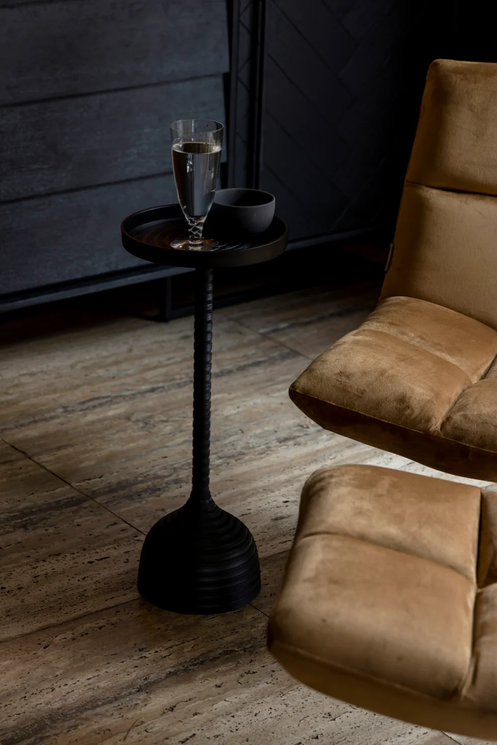Black Aluminum Pedestal Side Table