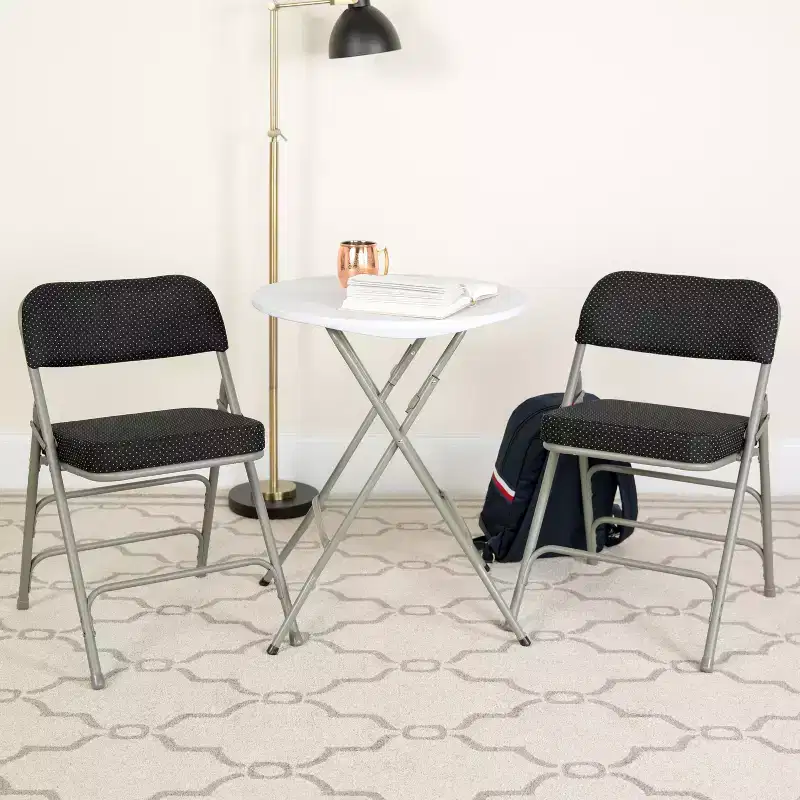 Flash Furniture 2 Pack HERCULES Series Premium Curved Triple Braced & Hinged Fabric Upholstered Metal Folding Chair