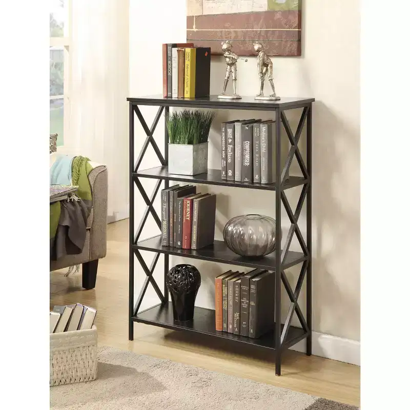 4-Tier Bookcase with Open Shelves, Multiple Finishes