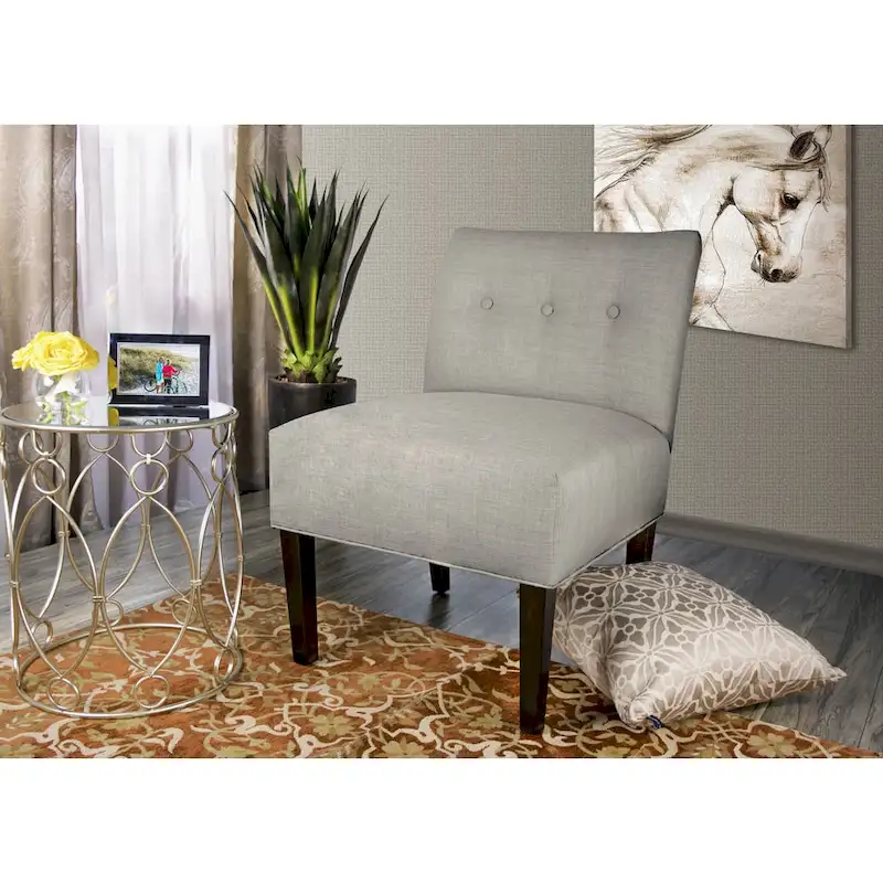 MJL Furniture Obsession Button Tufted Accent Chair in Brownstone (AS IS)