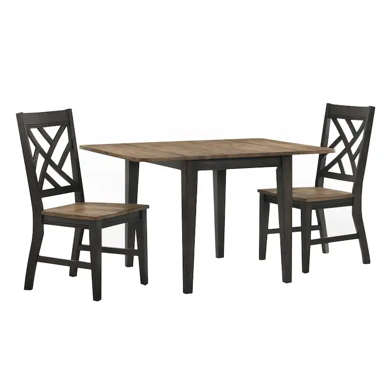 Dining Chair with Lattice Back and 4 Legs, Brushed Brown & Pecan, Set of 2