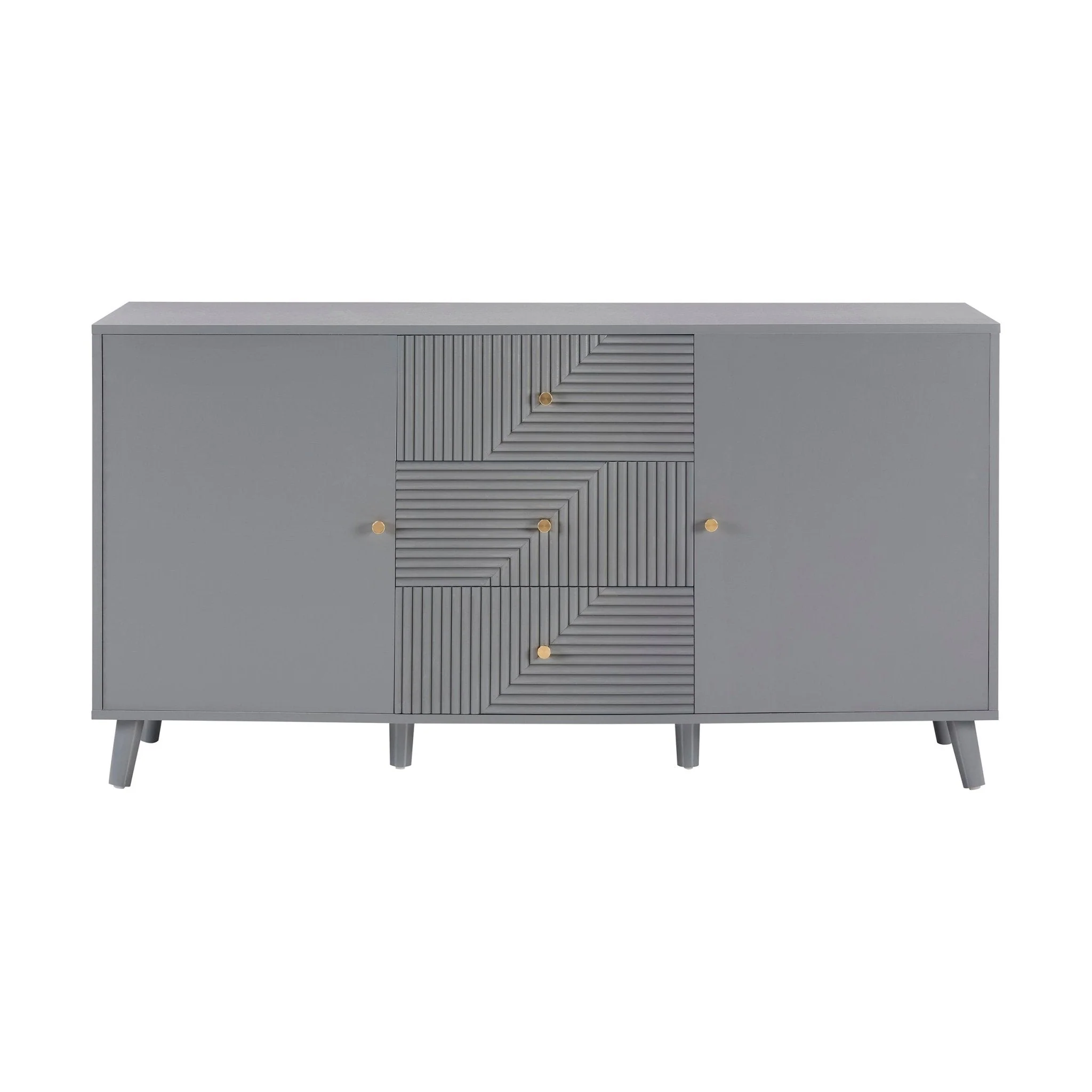 Minimalist Light Grey Sideboard with Drawers for Living Room