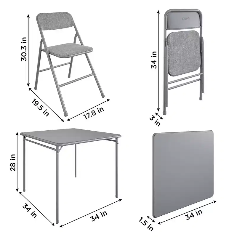 COSCO 5-Piece Folding Fabric Dining Set & 34 Vinyl Card Table