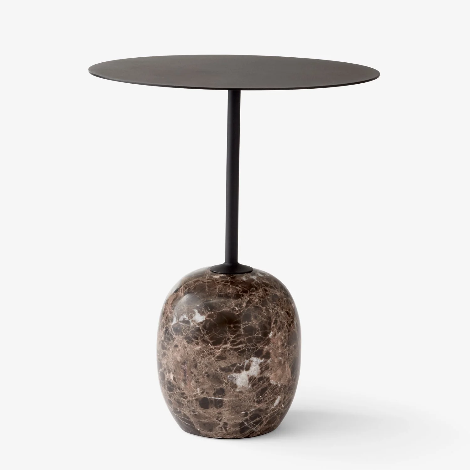 Minimalist Marble & Steel Side Table with Oval Sculptural Silhouette for Living Rooms