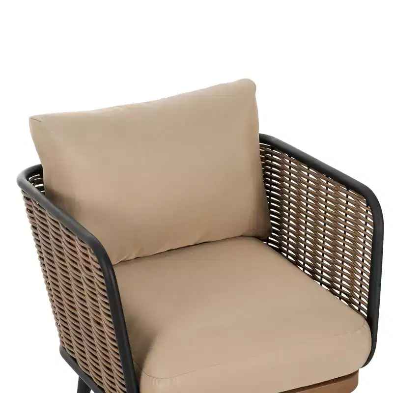 Christopher Knight Home Bonita Patio Rustic Iron and Rattan Club Chair with Cushions, Beige