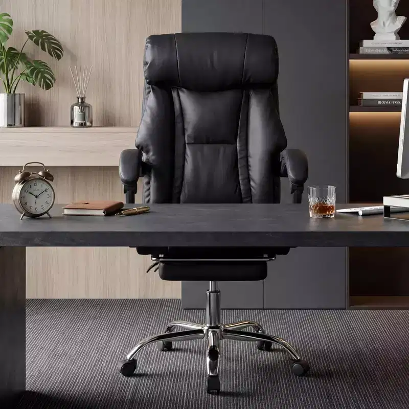 GDFStudio Faina Faux Leather Swivel Adjustable Height Executive Office Chair with Foot Rest