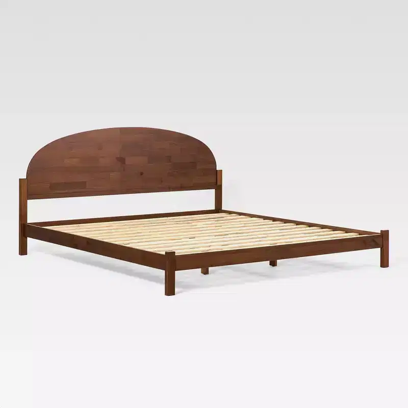 King Boho Arched Headboard Solid Pine Bed
