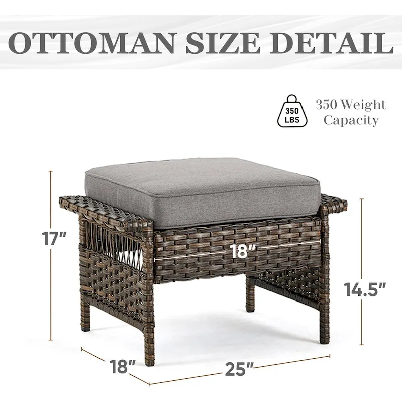 High Back Sofa and 2 Chairs, 2 Ottomans Coffee Table - Brown