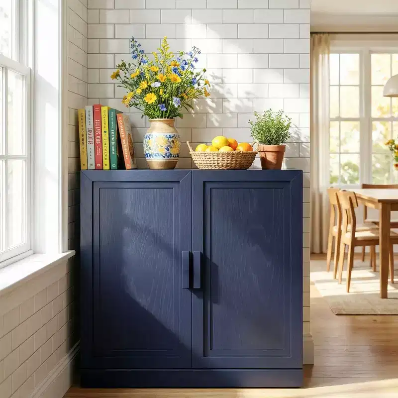 Accent Cabinet Freestanding 2-Door Storage Cabinet with Adjustable Shelves Sideboard Buffet Pantry Cabinet for Entryway Living Room Kitchen Bedroom
