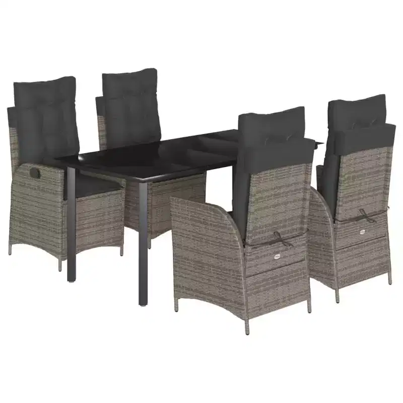vidaXL Garden Dining Set with Cushions in Poly Rattan