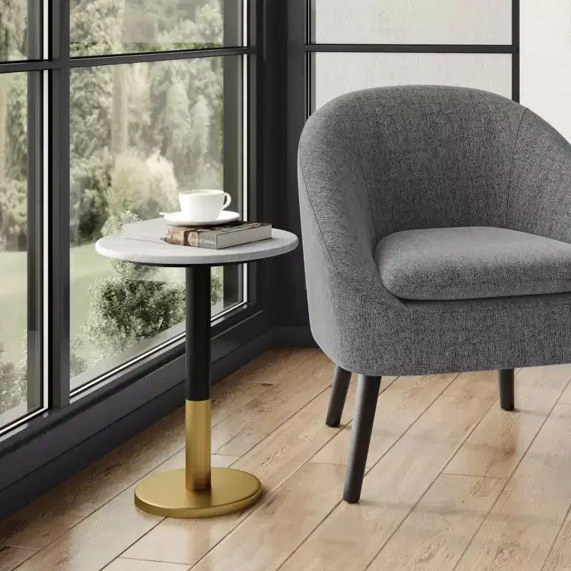 Ryan Marble Side Table White - WyndenHall: Gold Frame, Scratch-Resistant, Modern Accent Furniture