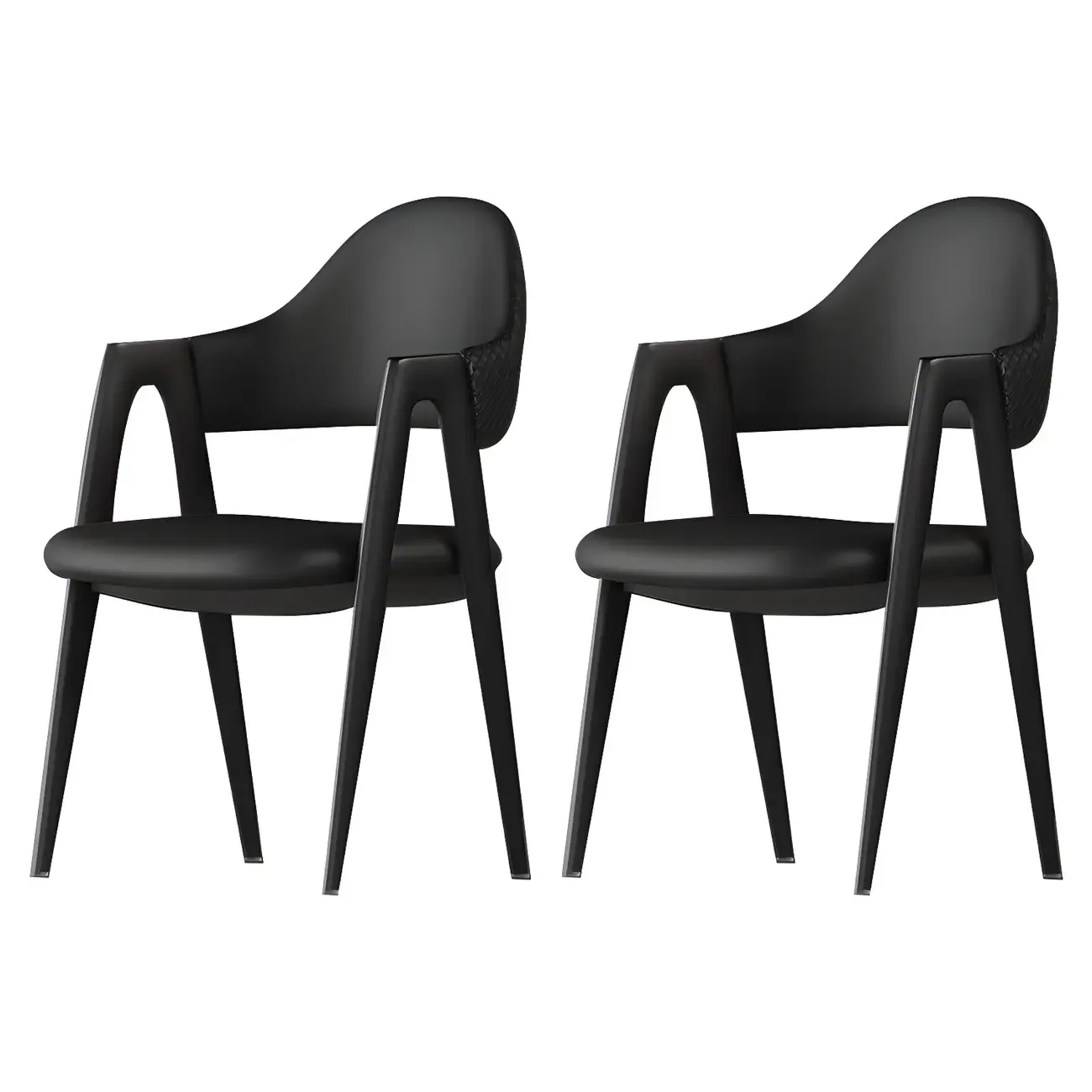 Modern Leather Curved Open Back Arm Dining Chair