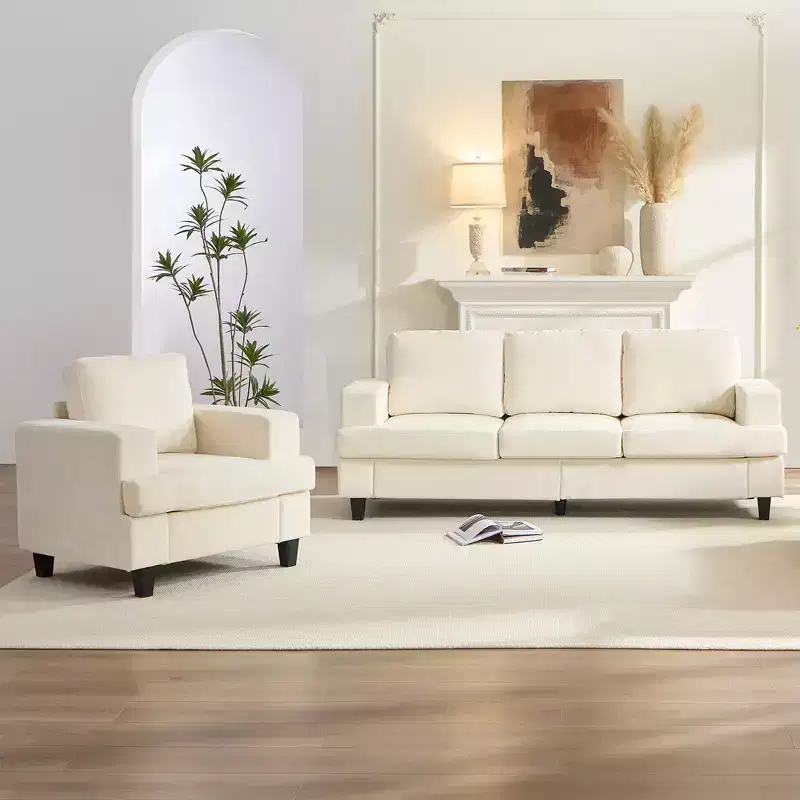 Mjkone 82Chenille 3-Seat Straight Sectional Sofa with 56''Armchair,2 Piece Living Room Sectional Sofa Furniture Sets