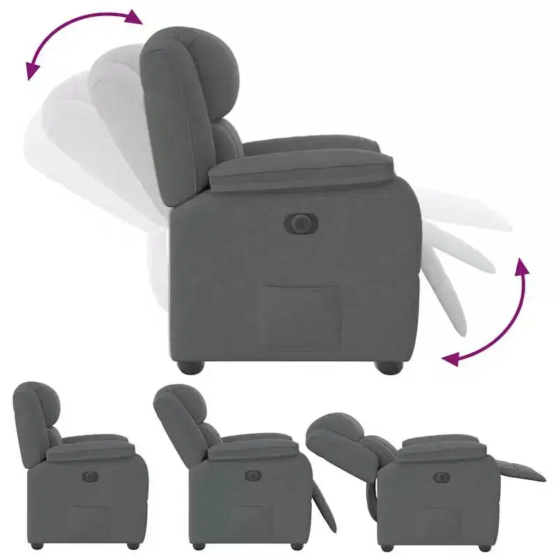 vidaXL Recliner Chair Dark Grey Polyester, Metal, Plywood, Foam, PP Fiber