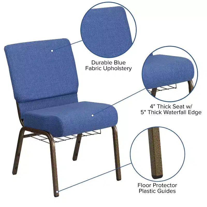 Flash Furniture HERCULES Series 21''W Church Chair with Book Rack
