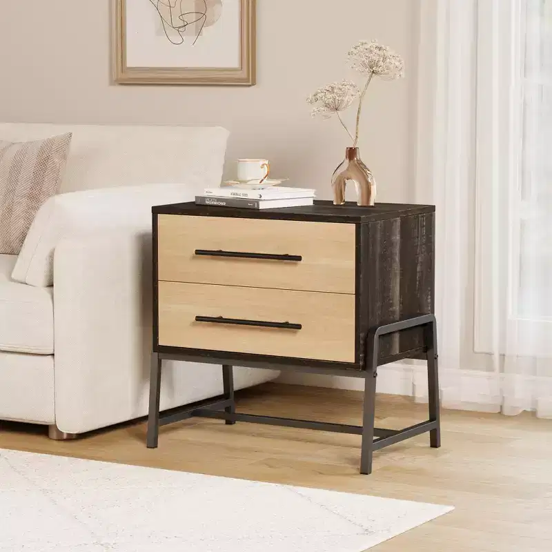 Nightstand with Drawers and Wide Tabletop