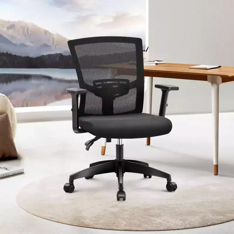Ergonomic Office Chair Adjustable Height & Armrest Swivel Chair, Black