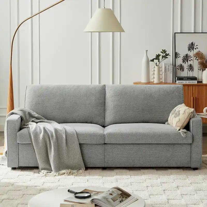 80  Modern Chenille Linen Loveseat Sofa for Living Room