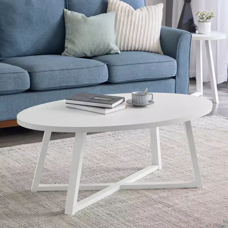 Roundhill Furniture Modern Harmony Wood Oval Coffee Table