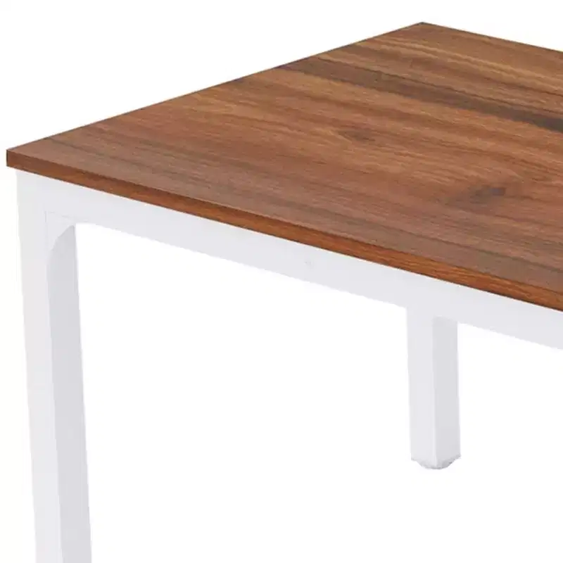 HomeRoots 46 Brown and White Wood and Iron Dining Table