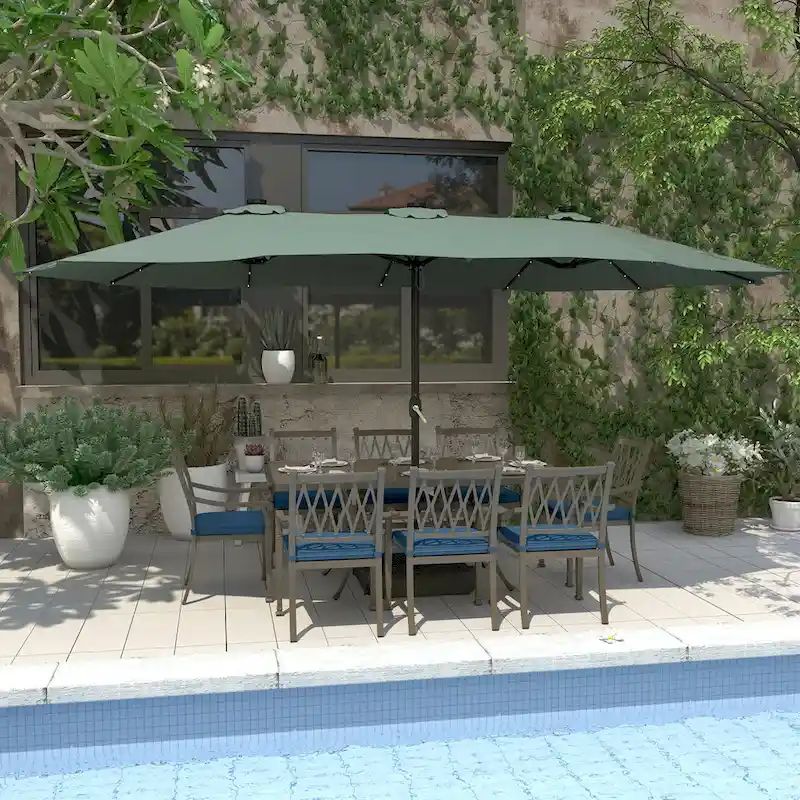 9-Piece Cast Aluminum Patio Dining Set with Cushions