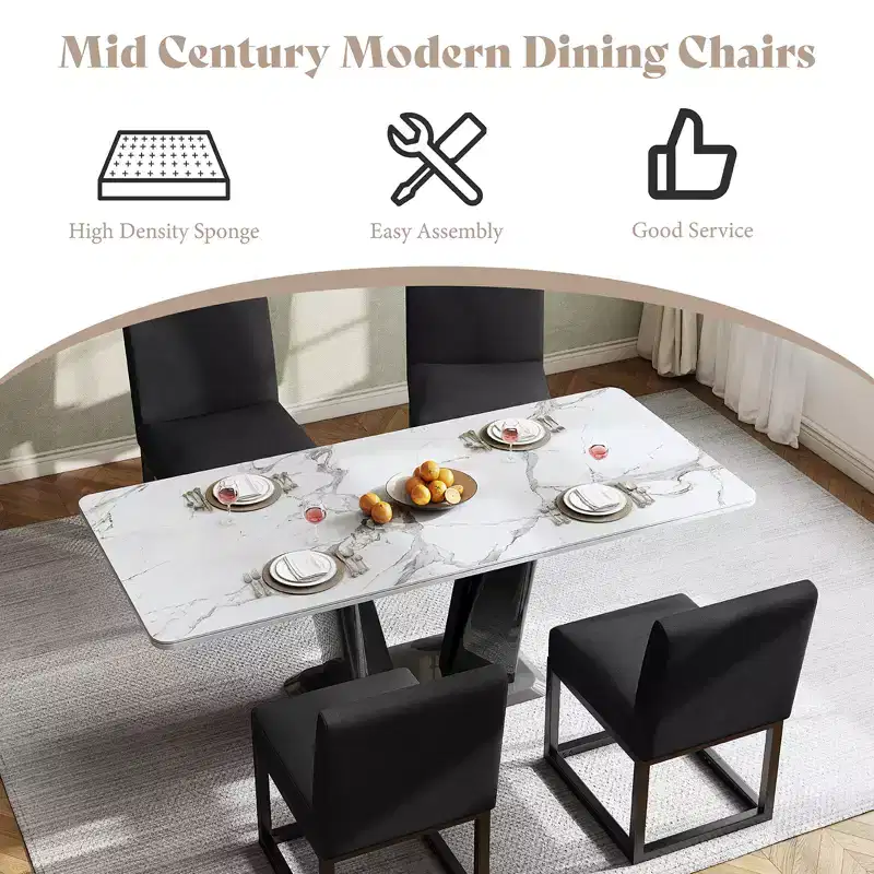 AMERLIFE Mid Century Linen Dining Chairs Set of 6, Modern Upholstered Dinner Chairs