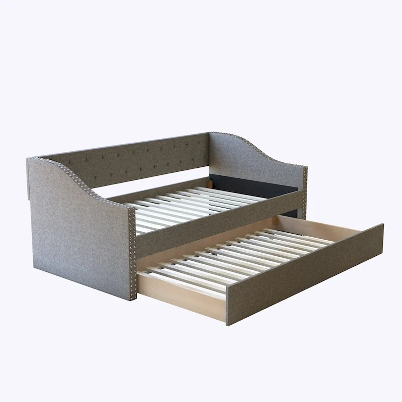 Boyd Sleep Manchester Linen Upholstered Twin Daybed with Trundle