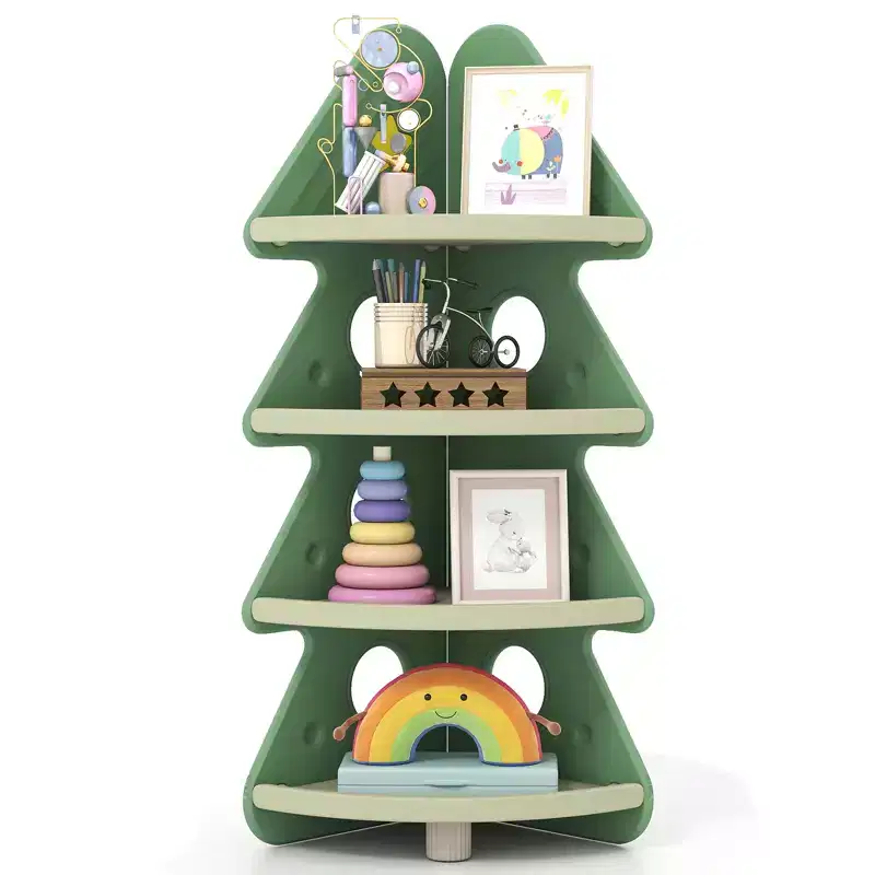 Gymax 4-Tier Tree Bookshelf w/Star Stickers for Kids Room Playroom Daycare & Nursery