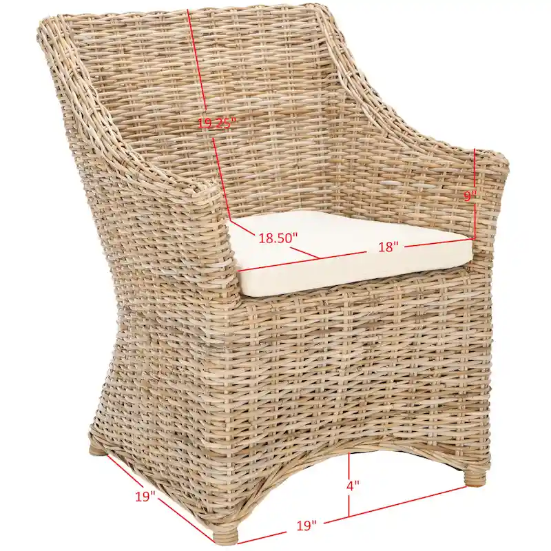 SAFAVIEH Cheryle Wicker Washed Brown Wingback Arm Chair (Fully Assembled) - 26 W x 23 D x 34 H - 26Wx23Dx34H