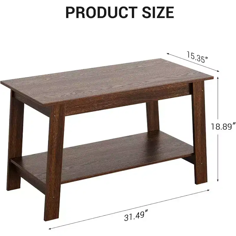 31.5 Modern Industrial Coffee Table with 2-Tier Storage MDF & Particle Board, Compact & Durable, Easy Assembly for Apartments & Offices