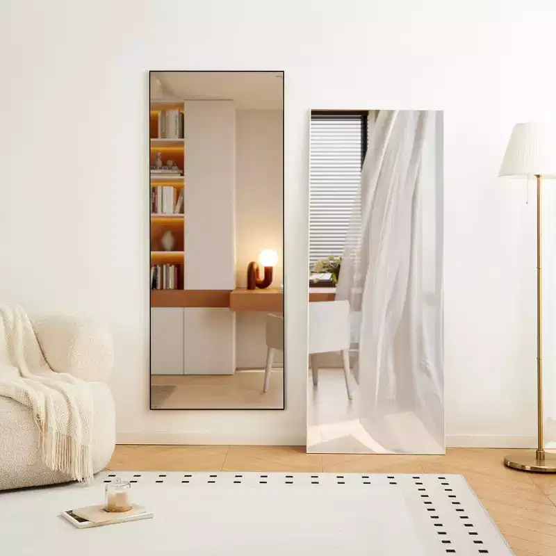 70 x 31 Inch Full Length Mirror White Aluminum Alloy Frame Leaning Or Wall Mounted High Definition Shatter-Proof